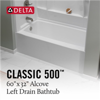 Bathtub White LH 32"x60" B23605-6032L-WH Delta 0