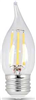 Bulb LED 25-Watt Flame Tip Soft White Dimmable E26 Base 2 Pack Feit BPEFC25927CAFIL2 0