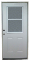 Steel Door Unit, 2 Panel, 2/8X6/8, RH, Open In, 799 Clear Vent Operable Window, 4-5/8" FJ Jambs, Fixed Sill, Brass Hinges, No Casing, Double Bore 0