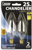 25-Watt*D* Chandelier Bulb Flame Tip Candelabra Base Incandescent (2Pk) BP25CFC 0
