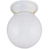 Light Fixture Ceiling White 6" Round Opal Globe F3WH01-3375W-3L 0