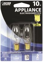 Bulb Incandescent 10-Watt Dimmable Clear E12 Base 2 Pack Feit BP10C71/2RP 0