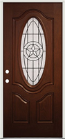 Knotty Alder Ext Door Unit, Iron Star Grill, K75, 3/0X6/8, LH, Open In, 4-5/8" FJ Jambs, Prefinished, No Casing, Double Bore 0