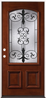Mahogany Door Unit, Iron Grill, M54, 3/0X6/8, LH, Open In, 4-5/8" FJ Jambs, Prefinished, No Casing, Double Bore 0