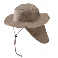 Hat Aussie Cloth W/Flap Khaki Small W/Chin Cord 0