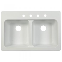 Sink Kitchen Tectonite 9" Double Bowl White Ftw904Bx 0