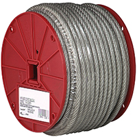Cable Ft Coated Wire 3/32" 184Lb WLL 250' Spool (By-the-Foot) 700-0397 0